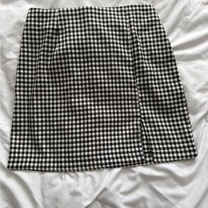 Classic Black and White Checkered Skirt